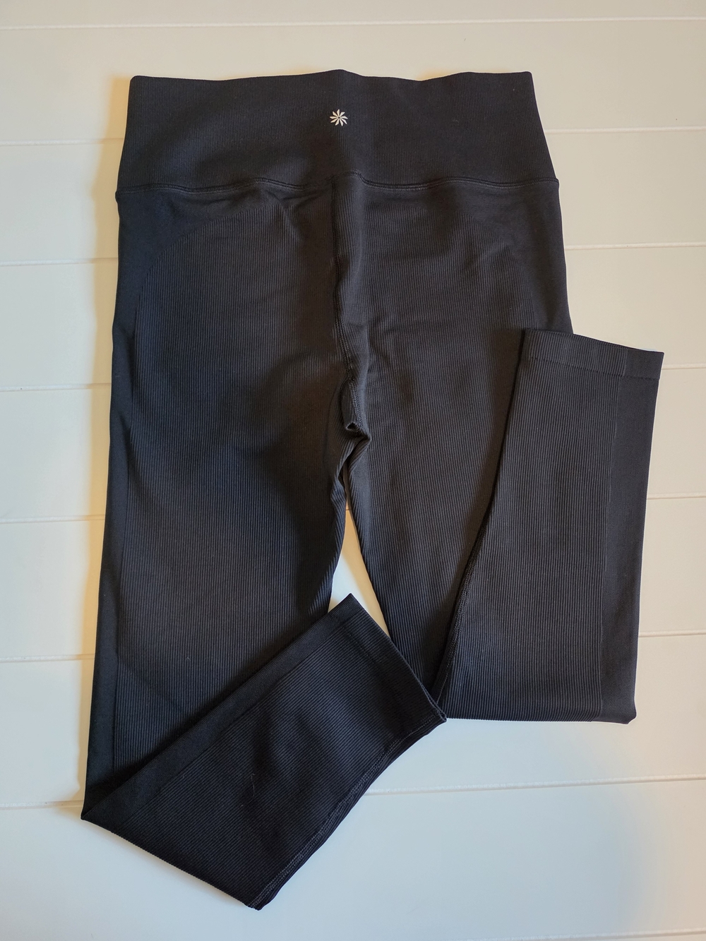 Athleta Black Ribbed High-Rise Leggings Large